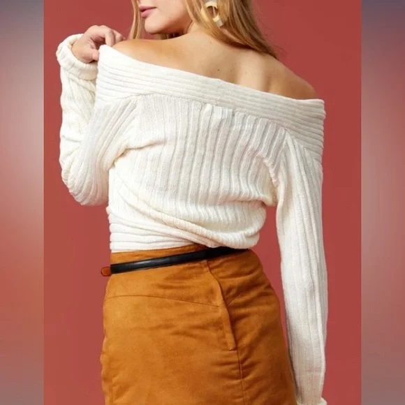 Ivory Off Shoulder Sweater - Picture 3 of 10